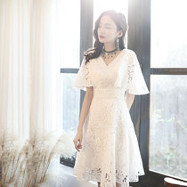 White lace mini dress skirt female adult socialite can usually wear dresses for student parties Thin banquets in summer