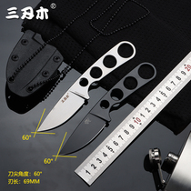 Three-edged wooden outdoor knife portable high-hardness integrated keel opening blade sharp diving harpoon survival cold weapon straight knife
