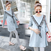 Pregnant women spring suit fashion maternity 2022 spring coat cotton loose sweater autumn and winter T-shirt long sleeve