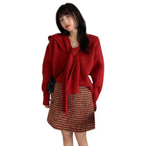 New Year maternity red sweater set winter net red out two-piece 2021 new New Year jacket