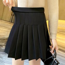 (Elastic waist safety pants) spring and summer pleated black and white skirt women slim high waist a small short skirt
