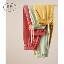 Sleeping Pants Lady Summer Pure Cotton Long Pants Home Pants Summer Thin Spring Autumn Anti-mosquito Pants Easy To Wear Outside Bunch-footed pants