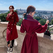 High-end windbreaker womens long 2021 new spring and autumn British style Korean loose knee Jacket Women
