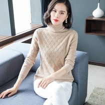 Sweater Knitting Womens 2021 New Korean Solid Color Pile Collar Slim Stretch base shirt Thickening Autumn Winter