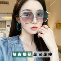Sunglasses womens 2022 new polaristics Tide Cards Sunglasses Women Big Faces Slim Korean version Chains anti-ultraviolet vegan mirror