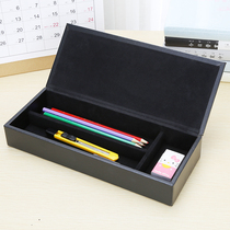 Multifunctional leather creative pen box with lid storage business fashion pen container stationery hotel supplies pen box