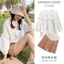 Pregnancy Woman Dress Summer Clothing Suit New Internet Red summer shirt blouses women Summer Totbelly Two sets of pregnant women Lining Clothes
