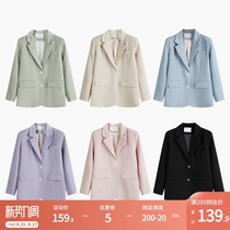  Yangcheng story black blazer womens thin spring and autumn 2021 new small design casual suit