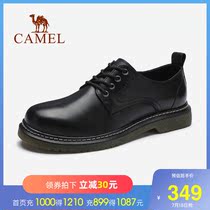 Camel mens shoes 2021 spring and autumn British fashion Martin shoes Low help casual trend tooling lace-up cowhide shoes