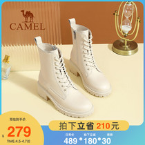 Camel womens shoes 2021 Winter new Inn wind Short boot female midcylinder boots inside heightening boot thick bottom Martin boots woman