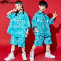 Childrens hip-hop suit Boys summer loose shirt hiphop street tide Girls hip-hop dance suit performance suit