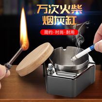 ten thousand-time match ashtray metal ashtray with lighter thickened stainless steel ashtray windproof creative personality