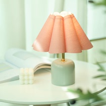 Sun and moon Nebula lighting flowers retro bedside bedroom American ins girl Nordic pleated romantic small table lamp