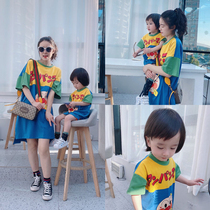Pro-sub-clothing 2022 new tidal net red mother woman mother-son dress Summer foreign air one-piece dress for a three-mouthed dress