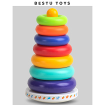 Laminated Leaf Child Puzzle Rainbow Tower Ferrule 1-2-year-old infant teaches early 6-9 month baby tumbler toy