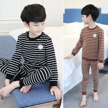 Childrens thermal underwear set cotton boy winter plus velvet padded medium child pajamas boys spring and autumn trousers