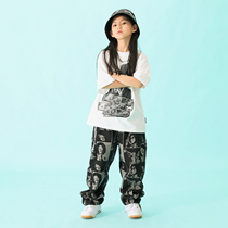 21SS summer new childrens performance suit hip-hop suit boys hip-hop white T-shirt printed jeans tide suit