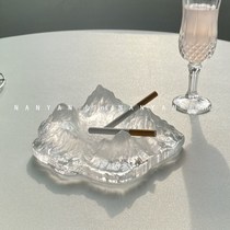 Iceberg ashtray light luxury snow mountain glacier ashtray crystal glass creative personality trend ornaments