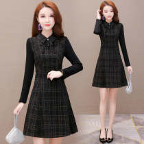 Temperament socialite dress womens 2021 Spring and Autumn new small man light luxury age high-end foreign style medium long grid skirt