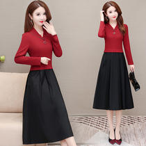 This years popular new dress 2021 spring and autumn womens fashion foreign style expensive Lady A Type Age two skirt