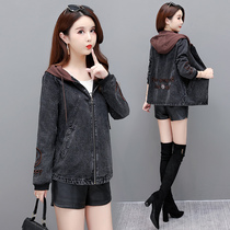Small man hooded denim jacket popular this year February and August wear short casual top 2021 Spring and Autumn New Women