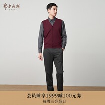 Erdos 1980 Men's Fall Winter Worsted Cashmere Knitted Cardigan Vest Men's Wool Vest C106A3211