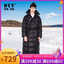 dyv2021 winter new thickened warm ultra-long down jacket mens light over-the-knee black anti-outdoor cold jacket