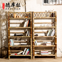 Nanzhu Bookshelves Home Woven Racks Modern Minimalist Disposal Bookcase Multilayer Floor Cabinets Bamboo Products Furniture