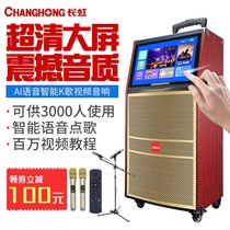 Changhong square dance audio with display screen 20-inch k song wireless microphone Outdoor speaker performance high-power rod speaker Portable subwoofer mobile KTV home song jukebox one