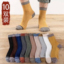 Socks mens middle tube deodorant and sweat-absorbing breathable stockings autumn and winter Korean long cotton socks Four Seasons Sports mens tide socks