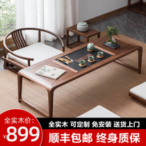 Japanese Zen tea table tatami small tea table solid wood window table balcony fire stone kung fu tea table Chinese low table