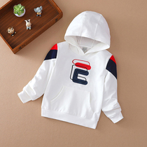 Boys hooded clothes spring and autumn clothes 2021 new cotton foreign style tide clothes in the big childrens T-shirt childrens hooded childrens clothing