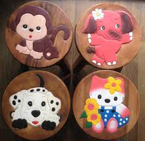 Thai solid wood carving painted cartoon childrens gift stool adult shoe stool