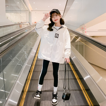 Girls  windbreaker jacket spring and autumn 2021 new large childrens net red foreign style long top girls fashionable autumn clothes