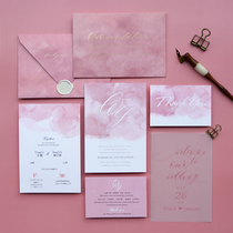 Four Seasons Original Invitation 2020 Wedding Invitation High-grade Light Cornor Powder Wedding Invitation ins Custom