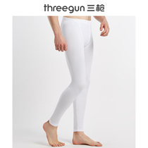 Three gun warm pants mens solid color light and thin warm leggings Xinjiang skin-soothing soft high stretch cotton business trousers