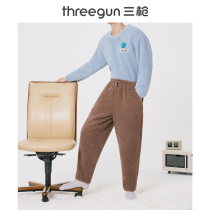 Three Guns Home Long Pants Men 2021 Autumn Winter New Teddy Leather Soft Thickening Extras Casual Mens Sleeping Pants