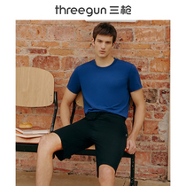 Three gun T-shirt mens 2021 summer new cool feeling Xinjiang long velvet cotton round neck light high elastic base mens short sleeve