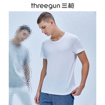 Three-shot T-shirt mens summer sports ice breathable Xinjiang dense cotton round neck sweat-absorbing bottoming shirt mens short sleeves