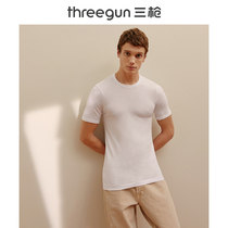 Three-gun short sleeve mens summer new product Xinjiang full cotton round collar breathable close-fitting mens T-shirt
