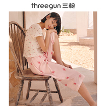 Three Gun Sleeping Pants Woman Xinjiang All-cotton Cute Printed Casual Seven-minute Pants Thin Spring Summer Ladies Home Pants