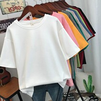 Special size womens 300kg fat mm solid color T-shirt women loose fat plus size belly cotton coat 200kg