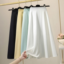 White Chiffon skirt Summer womens high waist a-line skirt Medium long umbrella skirt hanging skirt temperament early spring fairy skirt