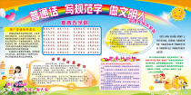 Promotion of Putonghua Signs Introduction Kindergarten Primary School Please speak Putonghua poster Campus Billboard Post