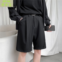Suit shorts mens summer thin Korean version of the trend handsome Hong Kong style loose straight tube hanging casual five-point trousers men