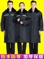 Security work clothes large cotton clothes mens winter thickened cotton padded jacket with long-style anti-chill property winter clothing for training cotton clothes
