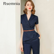 Rsemnia Summer Career Dress Female President Set Mental Short Sleeve Suite Costume