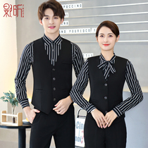 Waiters and Waiters Stripe Long Short Sleeve Hotel Restaurant Hot Pot Restaurant Restaurant Coffee Shop Dining Tea House Overalls Autumn