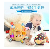 Baby hand catching ball Plush bell ball can be imported baby grasping training ball toy label Early education cloth ball