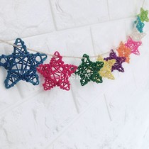 Color rattan round ball star love-shaped small fish decoration Net red wall decoration Girl heart grid photo wall